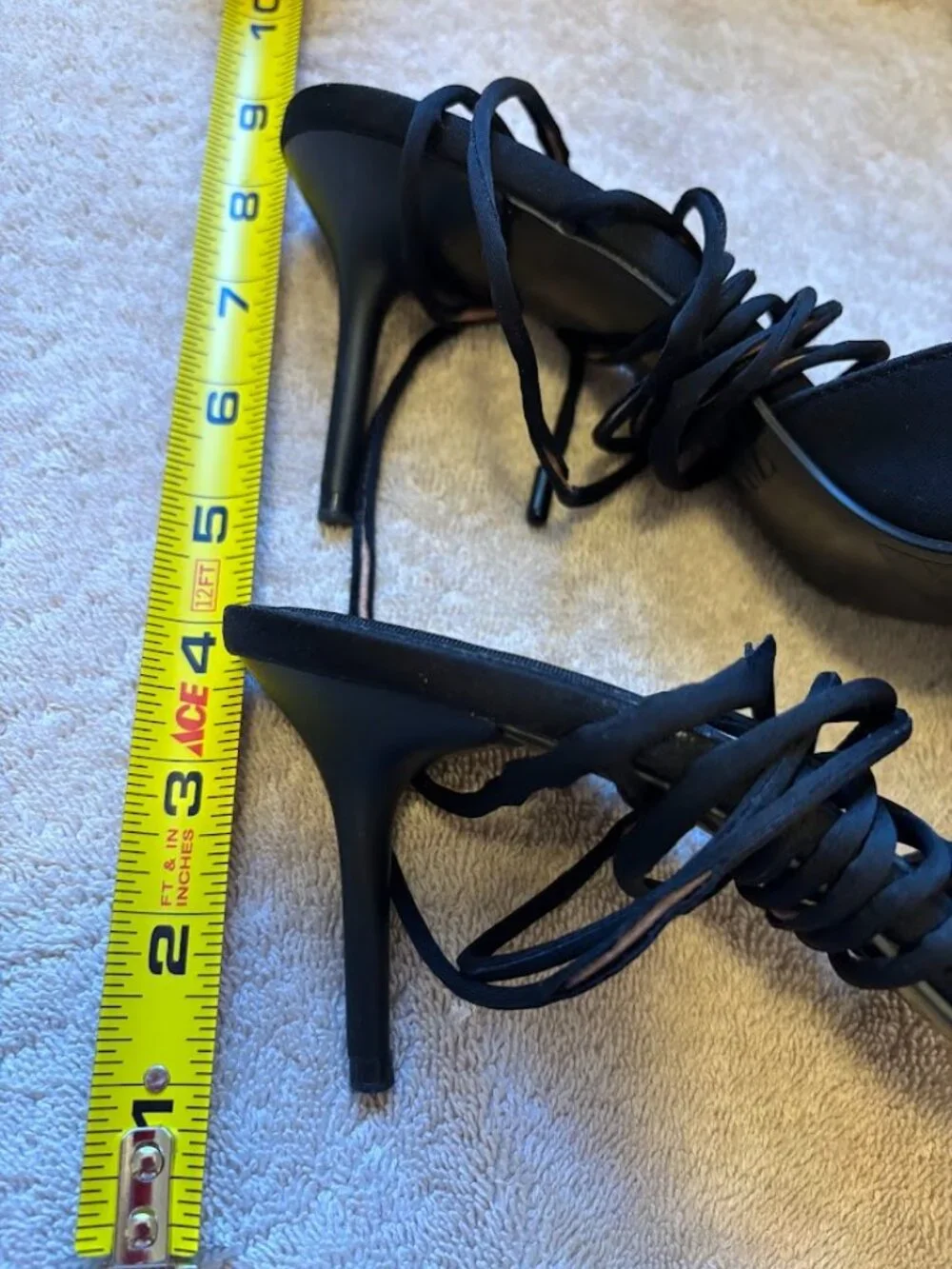 ZARA Women's Black Pointed-Toe Lace-up Heeled Pumps - size 39 - Picture 9 of 16